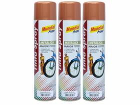 Kit Tinta Spray Cobre Metalico 400ml Uso Geral Mundial Prime 3 Unidades