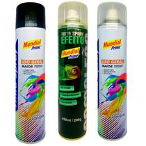Kit Tinta Spray Efeito Camaleão + Fundo Preto E Verniz 400ml Muda De Cor Mundial Prime Automotivo Kit Tinta Spray Efeito Camaleão + Fundo Preto E Verniz 400ml Muda De Cor Mundial Prime Automotivo