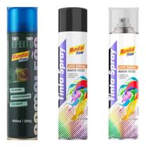 Kit Tinta Spray Efeito Camaleão + Fundo Preto + Verniz MUNDIAL PRIME - Escolha a Cor