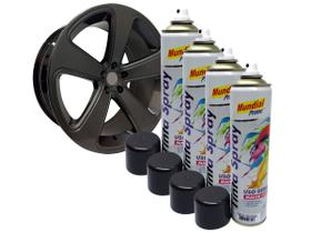 Kit Tinta Spray Grafite Metalico Mundial Prime Uso Geral 400ML 4 Unidades