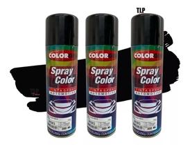 Kit Tinta Spray Preto Brilhante 3un Automotiva Colorgin