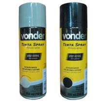 Kit tinta spray preto fosco + primer vonder 350ml