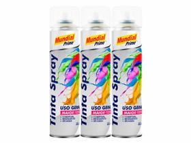 Kit Tinta Spray Verniz Uso Geral Mundial Prime 400ML 3 Unidades