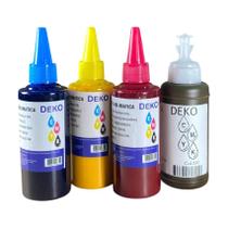 Kit Tinta Sublimática 4 Cores Para Sublimação 100ml Bico Dosador Tinta Preto Azul Amarelo Vermelho