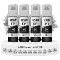 Kit Tinta T544 Preta 4 Refis Originais Epson L1110 L1250 L3110 L3150 L3210 L5190 L3250