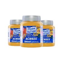 Kit Tinta Tecido Fosca 250Ml Com 3Un Ocre Ouro Acrilex