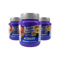 Kit Tinta Tecido Fosca 250Ml Com 3Un Violeta Cobalto Acrilex