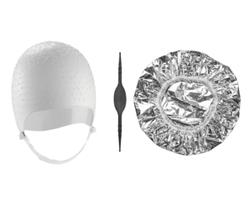 Kit Tintura Coloração hidratação Touca Metalizada e Siliconada Mechas Luzes Com Agulha Dompel - Branco