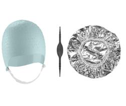 Kit Tintura Coloração hidratação Touca Metalizada e Siliconada Mechas Luzes Com Agulha Dompel - Verde