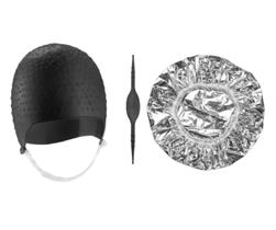 Kit Tintura Coloração hidratação Touca Metalizada e Siliconada Mechas Luzes Com Agulha Dompel