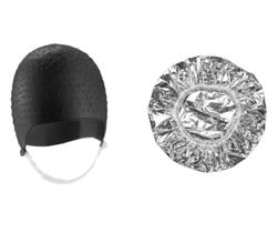 Kit Tintura Coloração hidratação Touca Metalizada e Siliconada Mechas Luzes Profissional Dompel - Preto