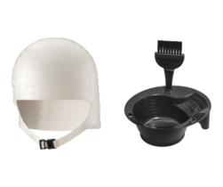 Kit Tintura Coloração Pincel Tigela Touca para Luzes Mechas Reflexos Siliconada Romana Dompel