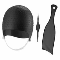 Kit Tintura Coloração Touca e Plaquete de Mechas Luzes Silicone Agulha Dompel - Preto