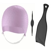 Kit Tintura Coloração Touca e Plaquete de Mechas Luzes Silicone Agulha Dompel - Rosa
