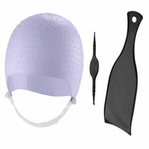 Kit Tintura Coloração Touca e Plaquete de Mechas Luzes Silicone Agulha Dompel - Roxa