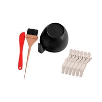 Kit Tintura Completo com Pote Pincel Espátula e 6 Presilhas Crocodilo Profissional