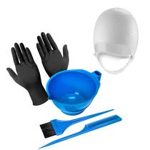 Kit Tintura de Cabelo com Tigela Pincel e Pente + Touca Silicone de tiras autocolantes Para Mechas Reflexo e Luzes -