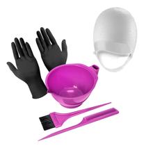 Kit Tintura de Cabelo com Tigela Pincel e Pente + Touca Silicone de tiras autocolantes Para Mechas Reflexo e Luzes -