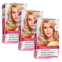 Kit Tintura Imédia Excellence L'Oréal Louro Muito Claro 9 - 3 Unidades