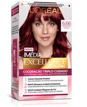 Kit Tintura Imédia Excellence L'Oréal Vermelho Intenso 6.66 - IMEDIA