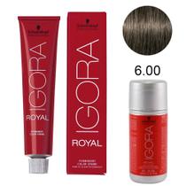 Kit Tintura Schwarzkopf Igora Royal 6-00 Louro Escuro Natural Intenso 60g + Água Oxigenada 6% 20 volumes 60ml