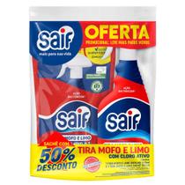 Kit Tira Mofo e Limo Gatilho 500ml + Sachê 500ml Saif