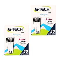 Kit Tiras Reagentes Medir Glicose G Tech Vita - 100 unidades