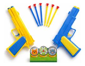 Kit Tiro Ao Alvo Infantil 2 Pistolas 6 Dardos Ventosa