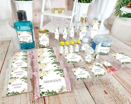 Kit Toalete Banheiro Casamento Masculino e Feminino Com Tubetes e Acrílicos Cor Verde