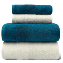 Kit Toalha Banhão e Rosto Branco e Verde Banho Gigante Maria Tereza 72x150cm Kit Toalha Banhão e Rosto Branco e Verde Banho Gigante Maria Tereza 72x150cm