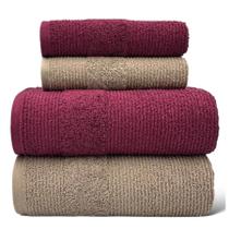 Kit Toalha Banhão e Rosto Marrom e Vinho Banho Gigante Maria Tereza 72x150cm