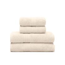 Kit Toalha Banho e Rosto 4 Peças Marfim Algodão Fio Penteado Alta Absorção Buettner