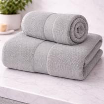 Kit Toalha Banho e Rosto Super Soft 100% Algodão Alta Gramatura 500g Macia e Absorvente Cinza Kit Toalha Banho e Rosto Super Soft 100% Algodão Alta Gramatura 500g Macia e Absorvente Cinza