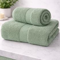 Kit Toalha Banho e Rosto Super Soft 100% Algodão Alta Gramatura 500g Macia e Absorvente Verde Kit Toalha Banho e Rosto Super Soft 100% Algodão Alta Gramatura 500g Macia e Absorvente Verde