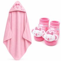 Kit toalha de algodão + meia recem nascido 3d lilica ripilica happy sky - pacific Kit toalha de algodão + meia recem nascido 3d lilica ripilica happy sky - pacific