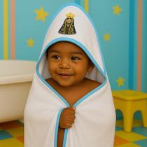 Kit Toalha de Banho Bebe Soft C/Capuz + Pano de Boca Babebe Festone Bordada Azul Kit Toalha de Banho Bebe Soft C/Capuz + Pano de Boca Babebe Festone Bordada Azul
