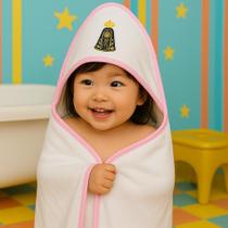 Kit Toalha de Banho Bebe Soft C/Capuz + Pano de Boca Babebe Festone Bordada Rosa Kit Toalha de Banho Bebe Soft C/Capuz + Pano de Boca Babebe Festone Bordada Rosa