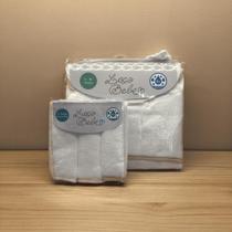 Kit Toalha de Banho e 3 Paninhos de Boca/Babitas Bege - Laço Bebê Kit Toalha de Banho e 3 Paninhos de Boca/Babitas Bege - Laço Bebê