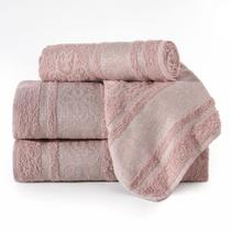 Kit Toalha de Banho e Rosto 4 Peças 100% Algodão Grande Grossa Fibra Felpuda Alta Absorção Munique Toque Macio Barrado Decorativo Luxo Kit Toalha de Banho e Rosto 4 Peças 100% Algodão Grande Grossa Fibra Felpuda Alta Absorção Munique Toque Macio Barrado Decorativo Luxo