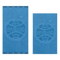 Kit Toalha de Banho e Rosto Aveludada Jacquard de Time Grêmio Azul Buettner Kit Toalha de Banho e Rosto Aveludada Jacquard de Time Grêmio Azul Buettner