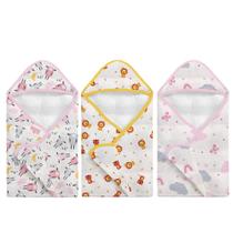 Kit Toalha de Banho Fralda com Capuz 3 Pçs Arco Íris Leão e Ovelhinha