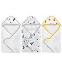 Kit Toalha de Banho Fralda/felpuda com Capuz 3 Pçs Astronauta e Leão