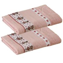 Kit Toalha de Banho Infantil Funny 2 Peças 100% Algodão Jacquard 340g-m² Rosa Kit Toalha de Banho Infantil Funny 2 Peças 100% Algodão Jacquard 340g-m² Rosa