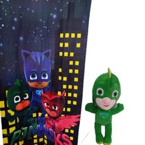 KIT Toalha De Banho + Pelúcia PJ Masks Verde Super Macios