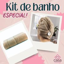 Kit Toalha de Banho + Touca de Banho Com Botão
