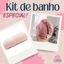 Kit Toalha de Banho + Touca de Banho Com Botão