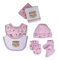 Kit Toalha De Boca Babador Touca Luva E Sapatinho RN saida de maternidade