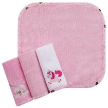 Kit toalha de boca rosa com 4 peças em algodão - camesa baby Kit toalha de boca rosa com 4 peças em algodão - camesa baby
