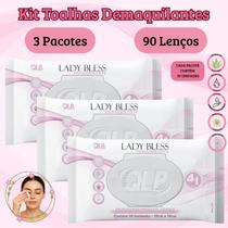 Kit Toalha De Limpeza Demaquilante Lady Bless Lenço Umedecido Removedor de Maquiagem Quantidade:3 Pacotes