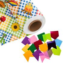Kit Toalha De Mesa 1,40x2,40G + Bandeira Arraia Festa Junina Kit Toalha De Mesa 1,40x2,40G + Bandeira Arraia Festa Junina